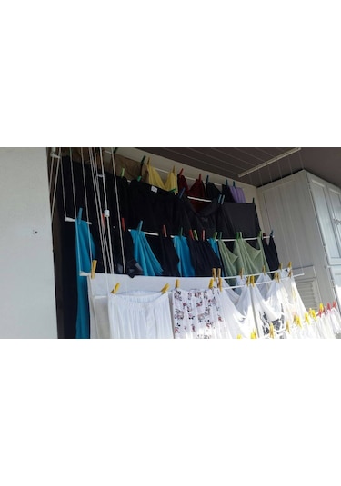 Güneş Asansörlü Çamaşır Askısı Çamaşırlık 4 Çubuklu 200 CM Gri