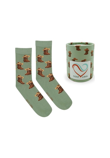Gost Liria Cowboy Socks Desenli Unisex Soket Çorap Yeşil
