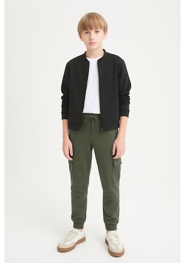 Erkek Çocuk Basic Kargo Cepli Jogger Paça Okul Eşofman Altı Ak2322-1 Haki