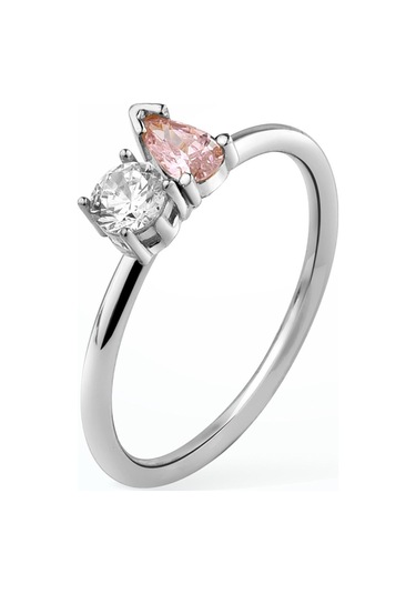 14 Ayar Altın Kaplama Yuvarlak Ve Damla Renkli Taşlı Yüzük - Rs00112 Altın