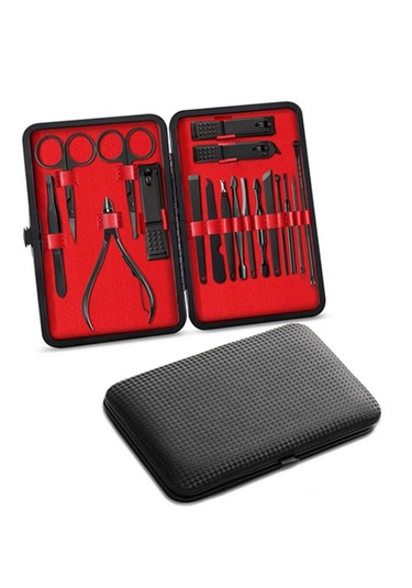 Gaman Profesyonel Paslanmaz Çelik Kutulu Manikür Pedikür Seti Siyah 18'li