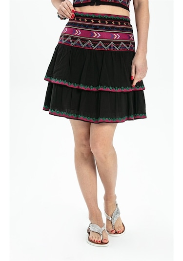 Şile Bezi Latin Mini Etek Siyah Syh