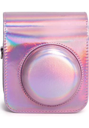 Instax Mini 12 Makine Uyumlu Pembe Parlak Deri Kılıf