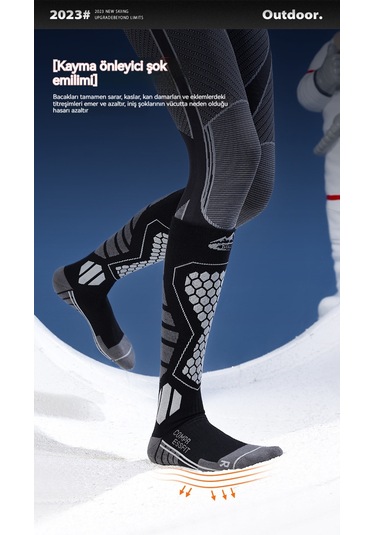 Kış Profesyonel Yün Kayak Çorapları- Wool Style Rose Red 35-39 Pembe