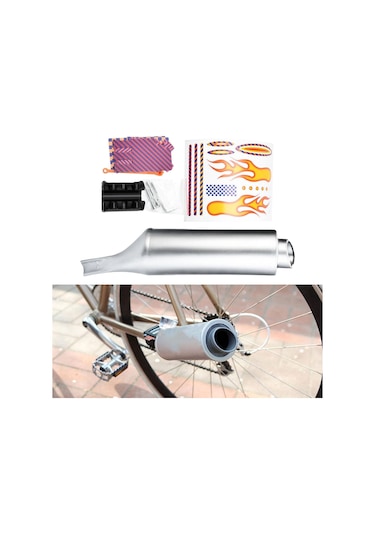 Suntek Bisiklet Turbo Ses Efektli Yuvarlak Susturucu Egzoz Gümüş