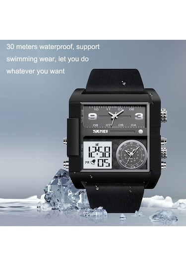 Novahub Skmeı 2021 Kare Büyük Kadran Üçlü Hareket Erkek Spor Saati Şeffaf Beyaz Çok Renkli, Beyaz Yüzeyli Çok Renkli