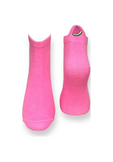 Me-vo Tekli Açık Pembe Renkli Bay/bayan Unisex Esnek Nem Alabilen Pamuklu Karpuz Desenli Patik Çorap Açık Pembe