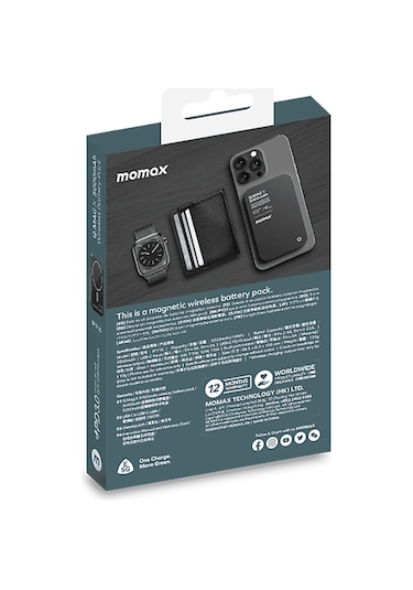 Momax Q.Mag X 5000 mAh Hızlı Şarj MagSafe Powerbank Siyah