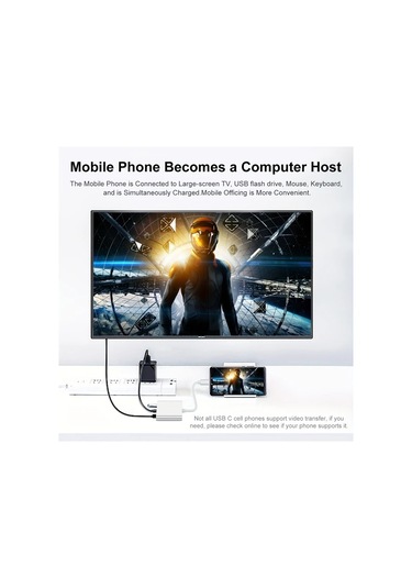 Xuweiwei Simli Usb C Den Hdtv Adaptörü 4k 100w Pd Usb 3 0 Portlu Dijital Av Dönüştürücü Macbook İpad İphone Uyumlu 15 Tabletler İçin