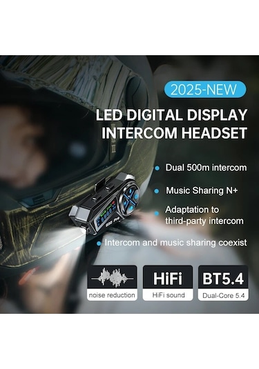 Kask Bluetooth 5.4 Kulaklık El Feneri Aydınlatma Led İle 500m Ara Bağlantı 2 İn 1