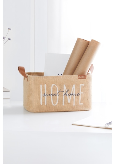 Ocean Home Textile Home Sweet Home Jüt Sepet 30 x 21 x 18 cm