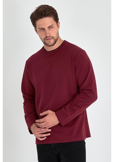 MMetalic Çift Bisiklet Yaka Standart Rahat Kesim Erkek Sweatshirt MTLCE68 Bordo MMetalic Çift Bisiklet Yaka Standart Rahat Kesim Erkek Sweatshirt MTLCE68 Bordo