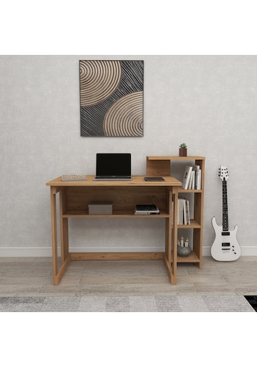 Saye 5 Raflı Kitaplıklı Çalışma Masası Atlantik Çam