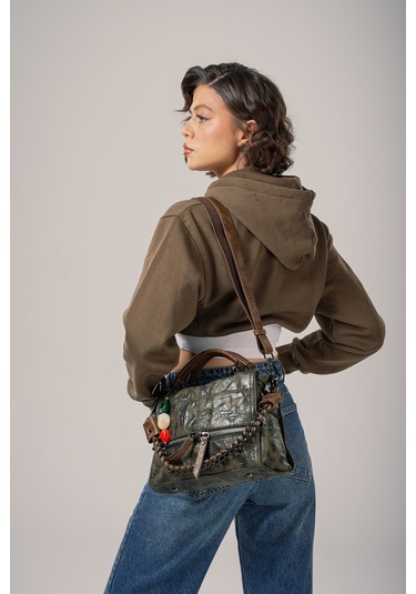 Ççs Kadın Omuz Çantası Ccs18030 Koyu-yeşil Koyu-yeşil