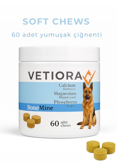 Vetiora Köpeklerde Kemik Gelişimi İçin Kalsiyum, Magnezyum Ve Fosfor. Ödül Maması Formunda, 150 Gr