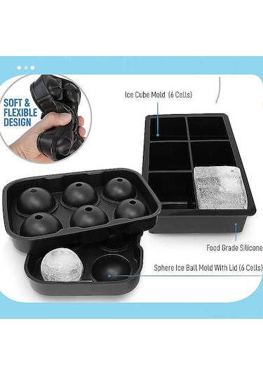 Ranyeek Gıda Kalitesi Silikon Buzluk Kutu, 6 Bölmeli Kapaklı, Çok Amaçlı Buz, Puding, Çikolata Kare Buzluk Kase Çok Renkli