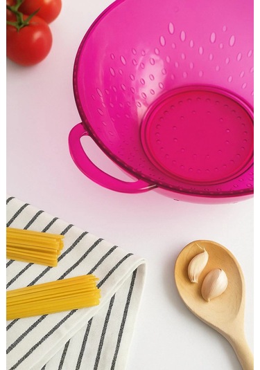 Akrilik Pembe Makarna Süzgeçi & Sebze Meyve Süzgeçi Çok Renkli