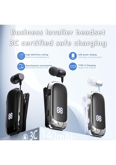 K88 Business Yaka Tek Kulak Bluetooth Kulaklık Siyah