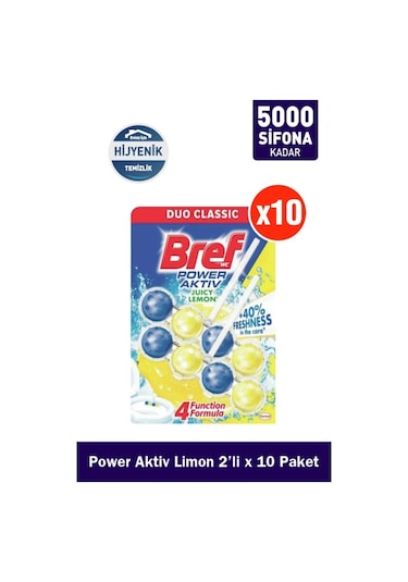 Bref Power Aktiv Katı Klozet Bloğu Limon 10 x 2'li