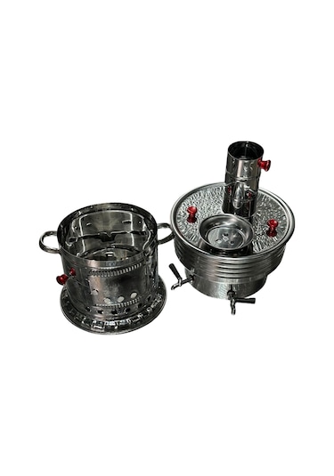 Odunlu Çift Musluklu Çelik Semaver 7 Lt -107
