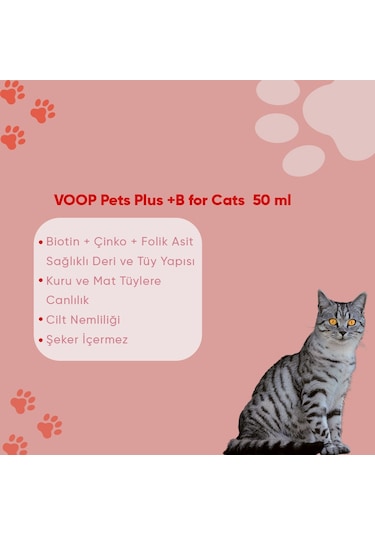 Voop Pet Plus +b For Cats Tüy Dökülmesi Engelleyici 50 ML