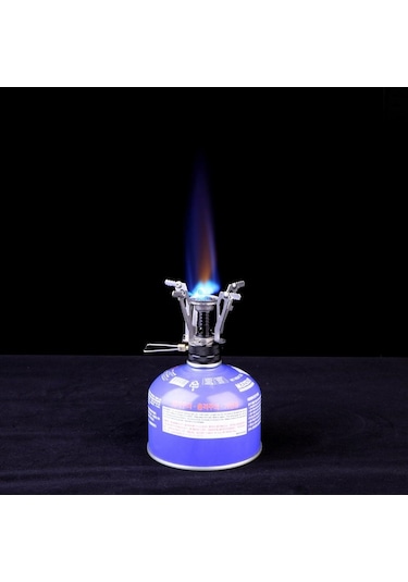 Açık Piknik Bütan Gaz Brülörü Taşınabilir Kamp Mini Çelik Soba Başlığı Siyah