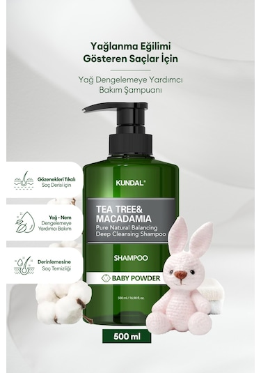 Sorunlu Saç Derisine Özel Şampuan Kundal Tea Tree & Macadamia Deep Cleansing Shampoo Baby Powder