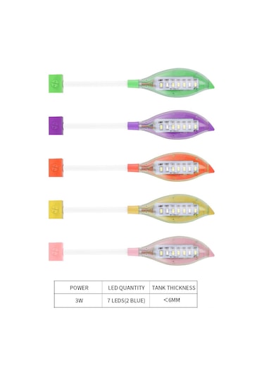 Yunboo Usb Beslemeli Yaprak Şekilli Akvaryum Led Lambası - Beyaz Ve Mavi Işık, Su Bitkileri İçin, 6mm Cam Uyumlu Mor