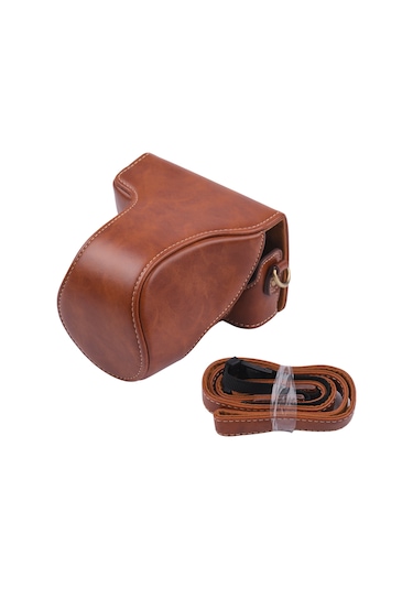 Gajeena Kahverengi Klasik Pu Deri Kamera Çantası, Canon Eos M100 İçin Omuz Kayışıyla