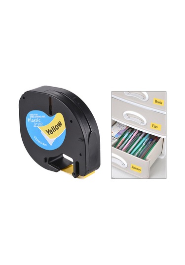 Tenfowee Dymo Lt-100h Uyumlu Manuel Etiket Bandı 91202 - 12mm Genişlik 4m Uzunluk Sarı Renk