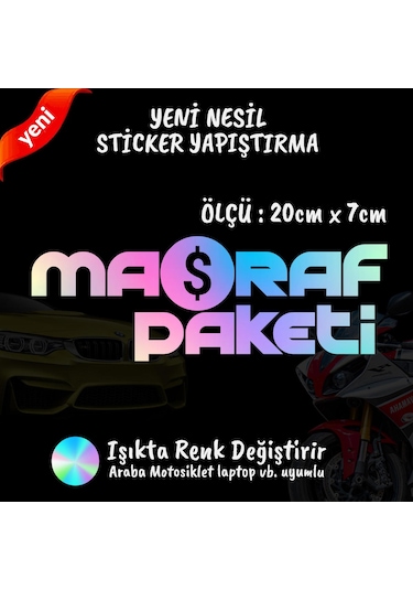 Masraf Paketi 2 Adet Hologram Sticker - Modifiye Etiket Yazı