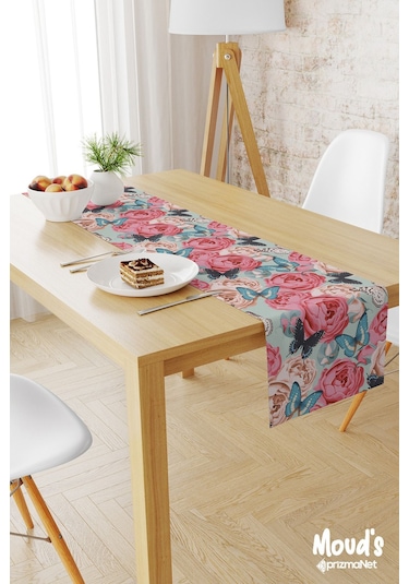 Classic Pattern 3 Desenli Baskılı Süet Runner Masa Örtüsü