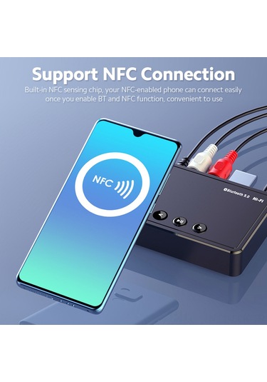 Xindoker Bluetooth 5.0 Ses Alıcısı, 15m Uzaklıkta Aktarım, Nfc Desteği, Usb/rca/aux Arayüzleriyle Çok Fonksiyonlu Adaptör
