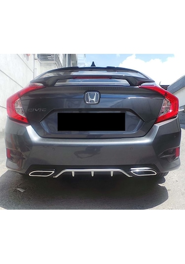 Honda Civic Fc5 2016-2021 Gri Kare-egzoz Görünüm Difüzör-difizör