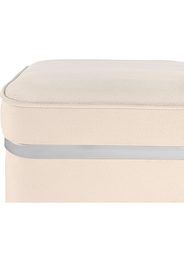 Zengo Silver Twin Line Kare Puf -krem Kumaş, Dekoratif Makyaj Masası Pufu-modern Style