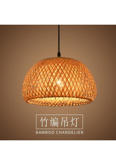 Symbee Köy Stili Bambu Takım Avize - 12w Islak Işık Led - 30cm, Siyah Taban Ve Kablolu - Restoran, Çay Bahçesi, Salon İçin Haki