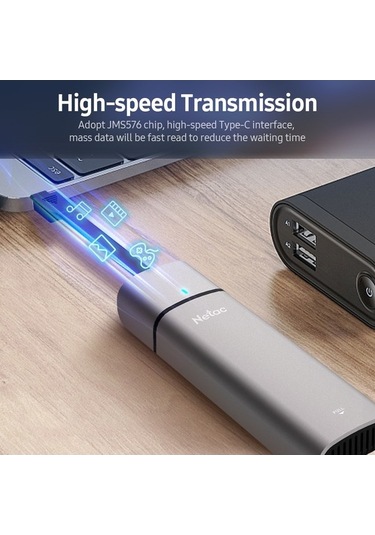 Novahub Netac Wh21 M.2 Sata Taşınabilir Hard Disk Kılıfı - Alüminyum, Dahili Kablo, Yüksek Hız, Kompakt Tasarım