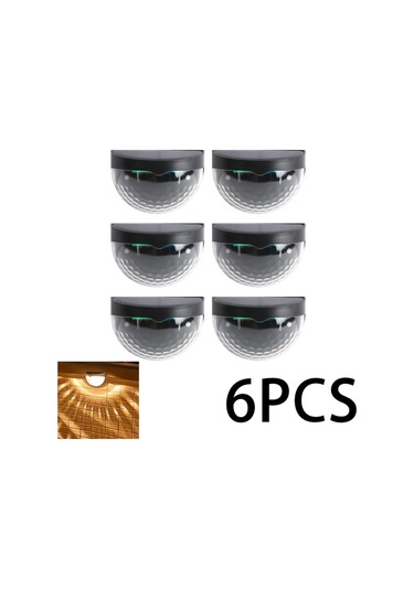 Motion003 6'lı Paket Kara Kabuk Sıcak Işık Güneş Enerjili Led Duvar Lambası Dış Mekan Bahçe Ve Merdiven Aydınlatma Abs Malzeme Ahşap