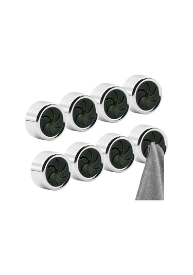 Gajeena Abs Materyal Duvar Tipi Mutfak Banyo Havlu Asıcıları, Silikon Pençeli, Kayma Engeli, 8 Adet Spiral Tasarım Havlu Hookları Gümüş