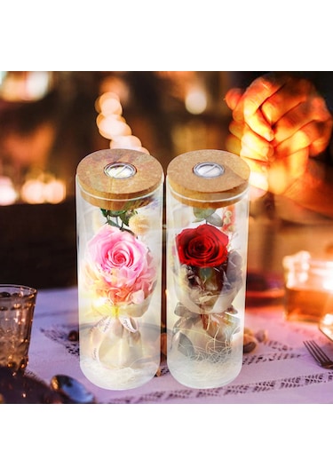 Wezone "led Işık Açan Sonsuz Gül Şişesi - Romantik Hediye Pil Dahil "