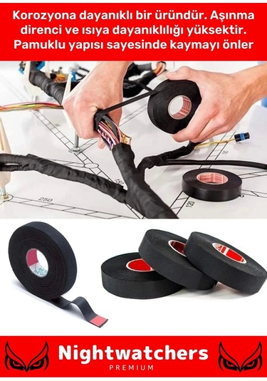 Deluxe Isıya Dayanıklı Aşınma Direnci Kalıntı Bırakmayan Alev Geciktirici 10mt Yalıtım Bant 10 Adet