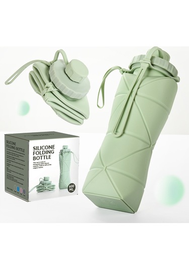 Aurora Outdoor Seyahat Taşınadır Spor Su Şişesi Silikon Katlanır Su Bardağı - Mavi Mavi