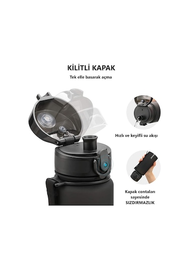 Uzspace 800 ML Yeni Ebat Boy 25 CM Tritan Su Matarası Bpa