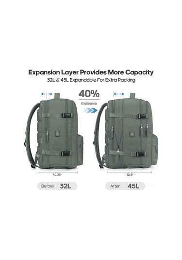 Fosenze 45l Genişletilebilir Laptop Çantası - Büyük Kapasiteli Seyahat Ve İş Çantası, 17 İnç Laptop Bölmesi İle Diğer