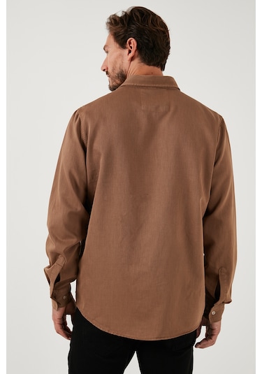 Buratti Pamuklu Çift Cepli Regular Fit Erkek Gömlek Cf25W128858 Camel