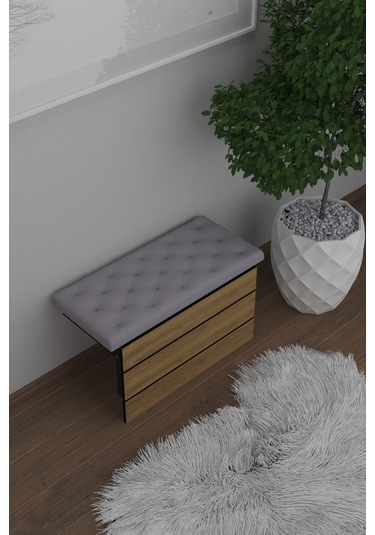 Mimoza Çok Amaçlı Döşemeli Tabure Ceviz