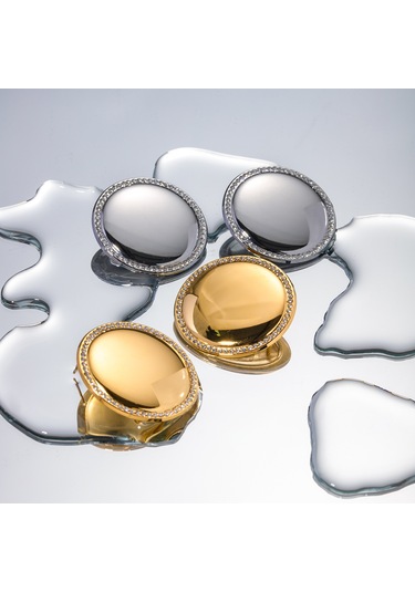 18 Ayar Altın Paslanmaz Çelik Kakmalı Elmas Cilalı Disk Küpeler Altın Kaplama Büyük Küpeler Net Ünlü Küpeler Diğer