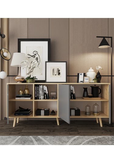 Latina Modern Konsol 3 Kapaklı 180 Cm Safir Meşe - Antrasit Safir - Antrasit