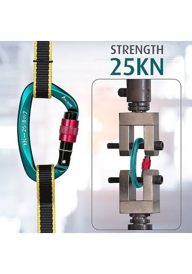 Pazly Profesyonel 25kn Vida Kilitlemeli D-şekil Emniyet Karabinası - Hafif Ve Dayanıklı Tırmanma Ekipmanı, Çok Renkli Çok Renkli