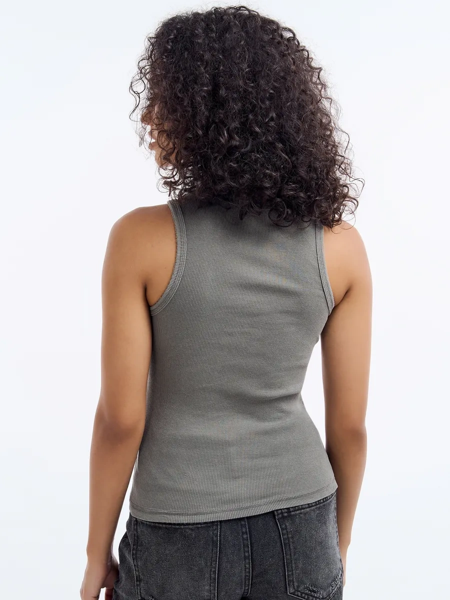 Tvoe Üzerinde Yazı Bulunan Çizgili Top 396081709 Khaki